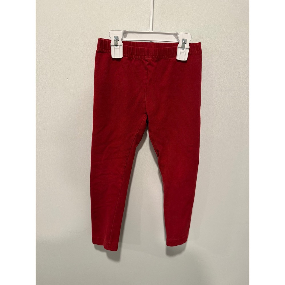 Hanna Andersson Red Comfort Leggings Kids Size 110 Solid Cotton Lycra 36086 EF15